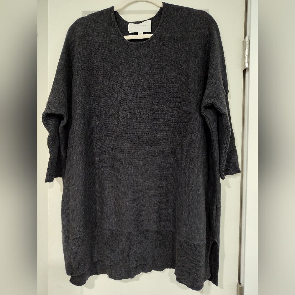Brochu Walker Sweater Tunic, Linen/Cotton,L, Charcoal Gray, Great Condition